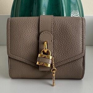 Chloé Aby Trifold Leather Mini Wallet Gray